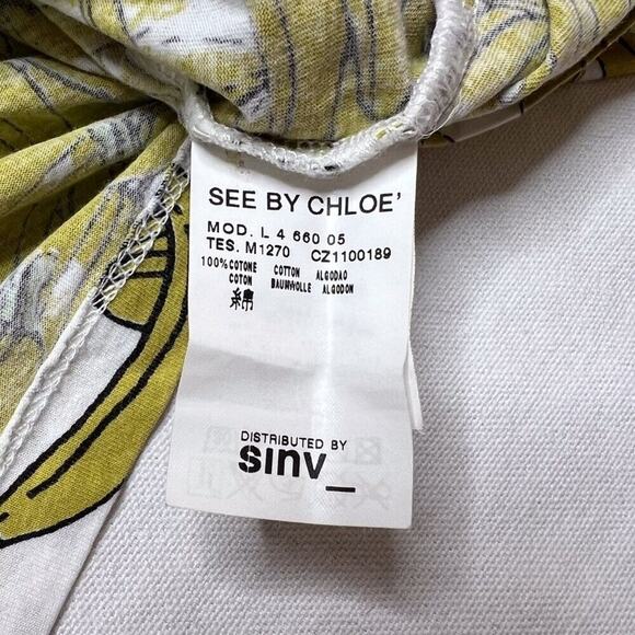 See by Chloe Banana Graphic Print T-Shirt White Yellow Women's 6 Vintage Y2K - Picture 8 of 15